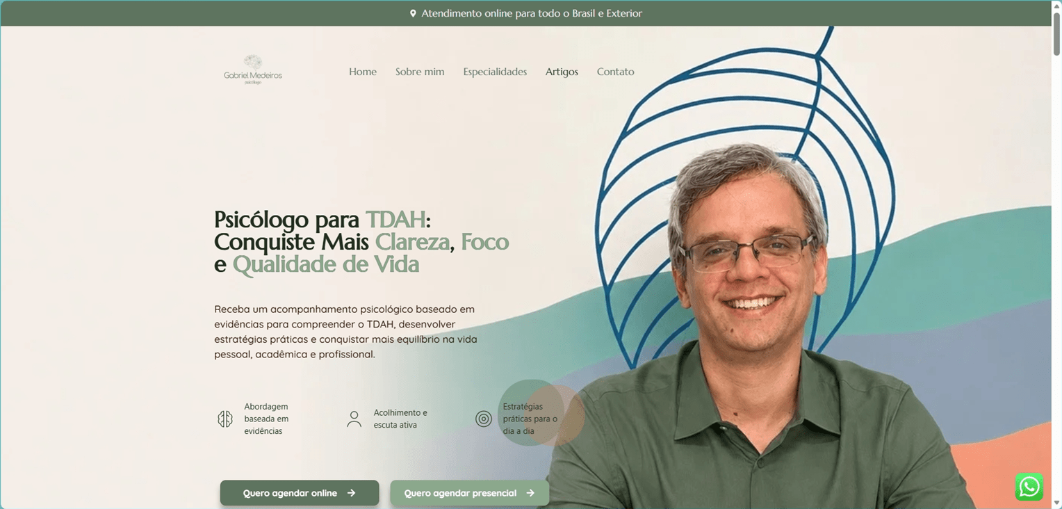 Site do psicólogo Gabriel Medeiros