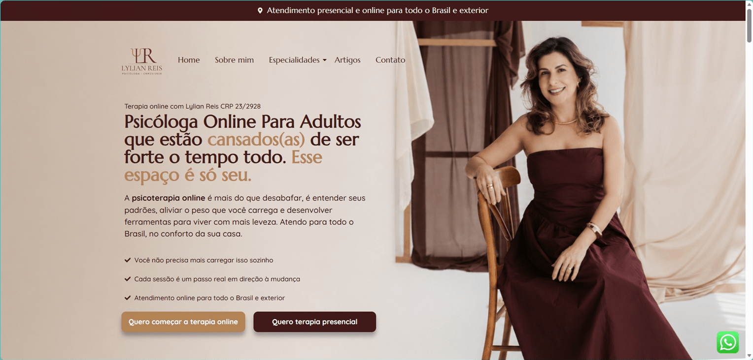 Site da psicóloga Lylian Reis